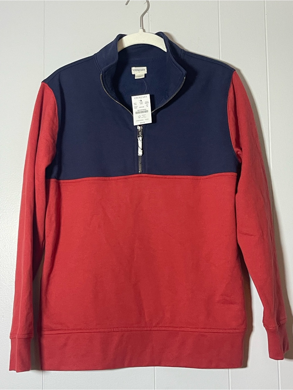 Crewcuts Red and Navy Half-Zip Colorblock Pullover